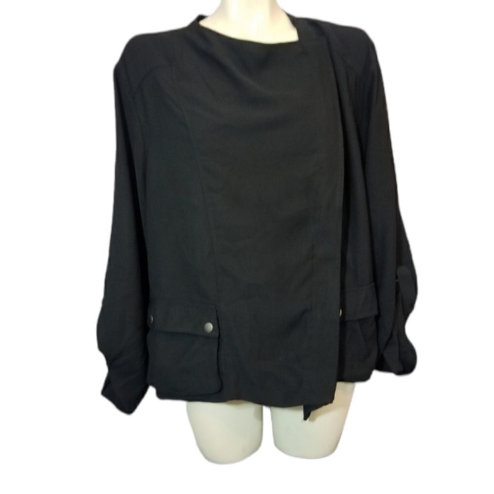 Torrid Black Asymmetrical Cross Zip Jacket Size 3